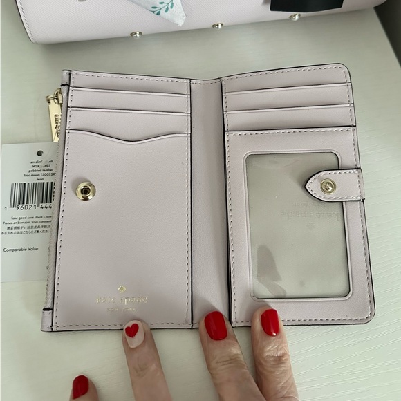 Kate Spade Madison Faux Pearl Studded Satchel + Leila Wallet in (Lilac Moon) - Picture 12 of 14